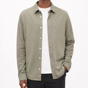 Everlane Long-Sleeve Pique Shirt Green Medium